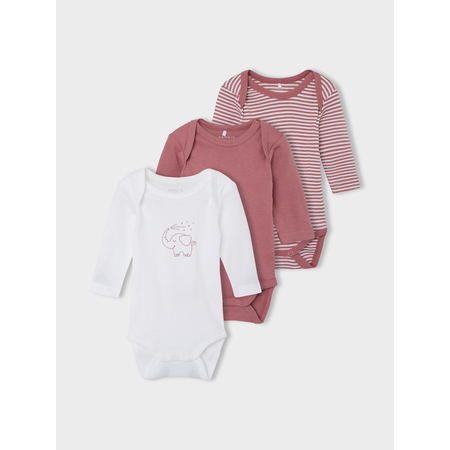 Name It 3-pack long-sleeved baby bodysuits in organic cotton