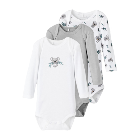 Name It 3 pack long sleeve baby bodysuits unisex in organic cotton