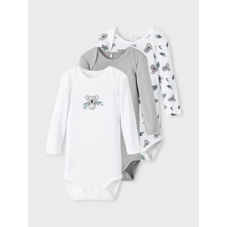 Name It 3 pack long sleeve baby bodysuits unisex in organic cotton
