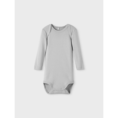 Name It 3 pack long sleeve baby bodysuits unisex in organic cotton Silver Sconce-98