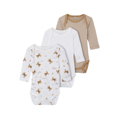 Name It 3-pack unisex long-sleeved baby bodysuits in...