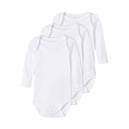 Name It 3-pack unisex long-sleeved baby bodysuits in organic cotton Bright White-68