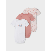 Name It 3 pack short sleeve baby bodysuits in organic cotton
