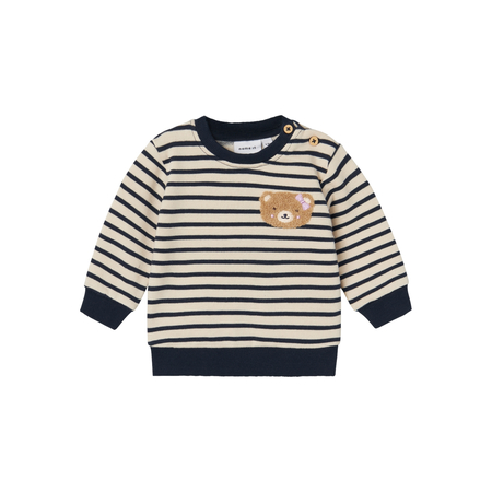 Name It Baby Pullover mit Teddy Patch aus Bio-Baumwolle Oatmeal-86