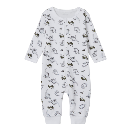 Name It baby romper with dino print with zipper Bright White-98
