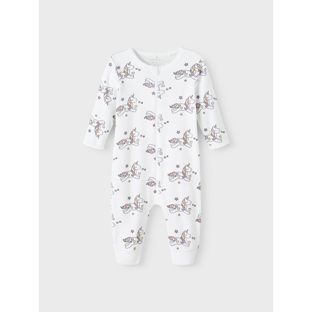 Name It baby romper with unicorn print with zipper Bright White-98