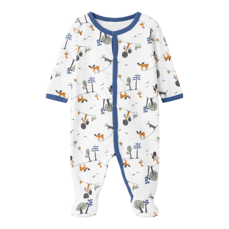 Name It baby romper with Forest print with buttons Bright White-56