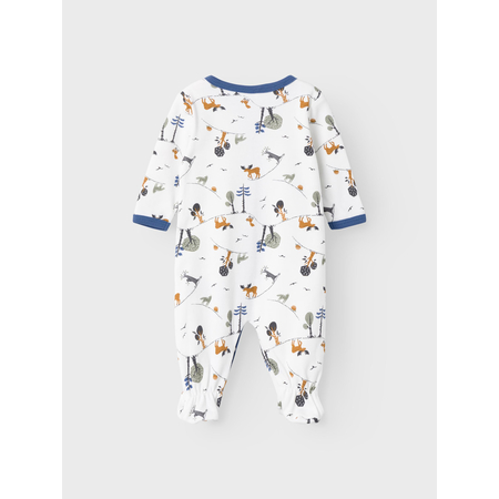 Name It baby romper with Forest print with buttons Bright White-56