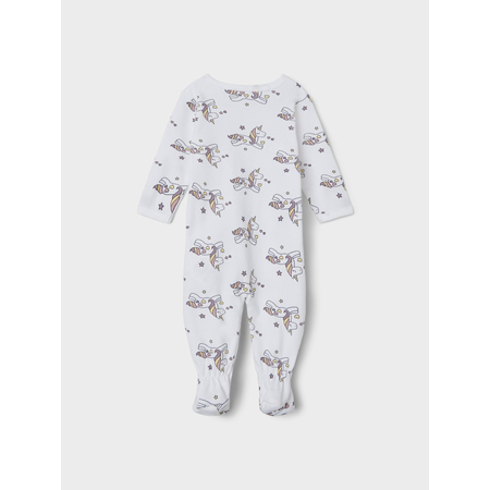 Name It baby romper with unicorn print with buttons Bright White-92