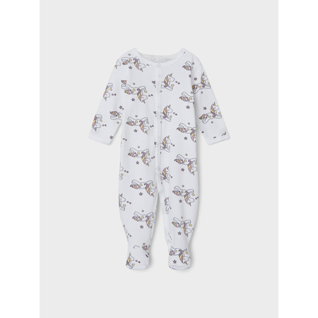 Name It baby romper with unicorn print with buttons Bright White-92